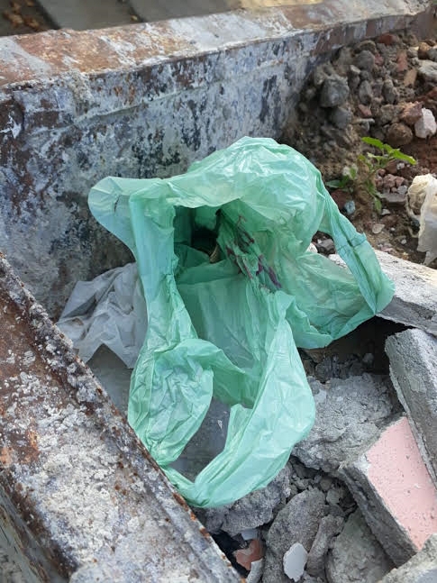 bolsa con revólver y celular que se encontró en un contenedor en General Pico