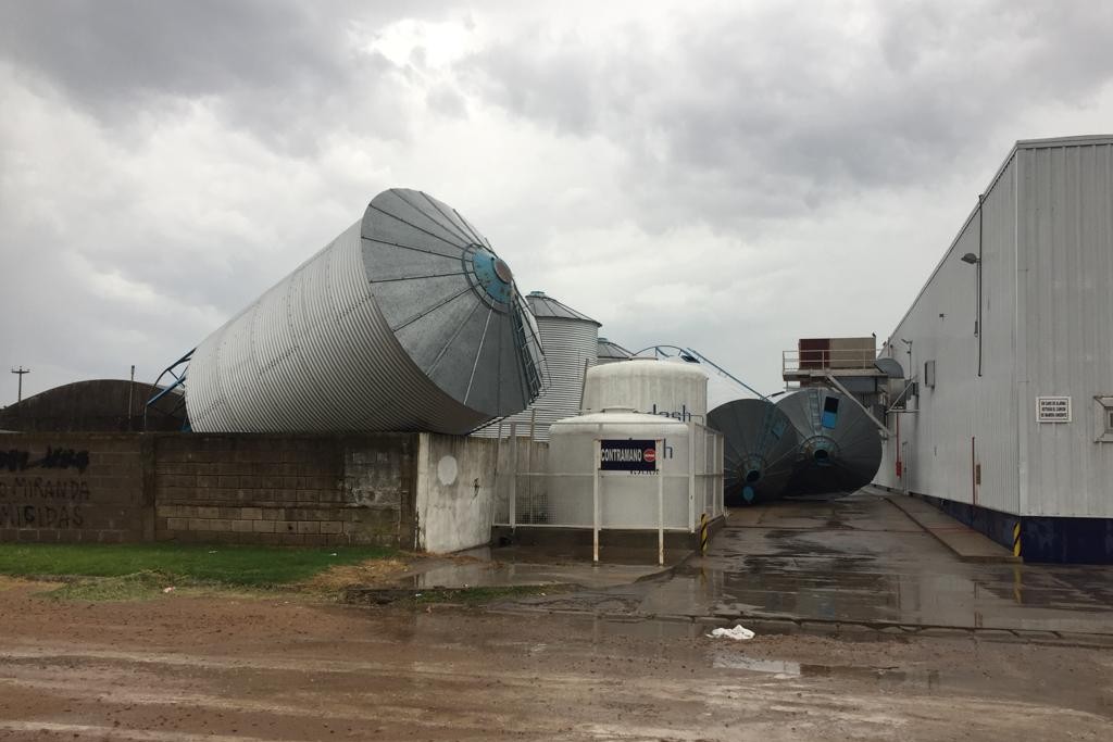 Tres silos cayeron por el fuerte viento (Foto: Castex24)
