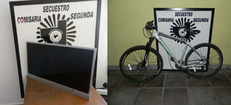 Dos menores de edad robaron un televisor y una bicicleta mountain bike: La Policía logró demorarlos y los dueños recuperaron sus pertenencias