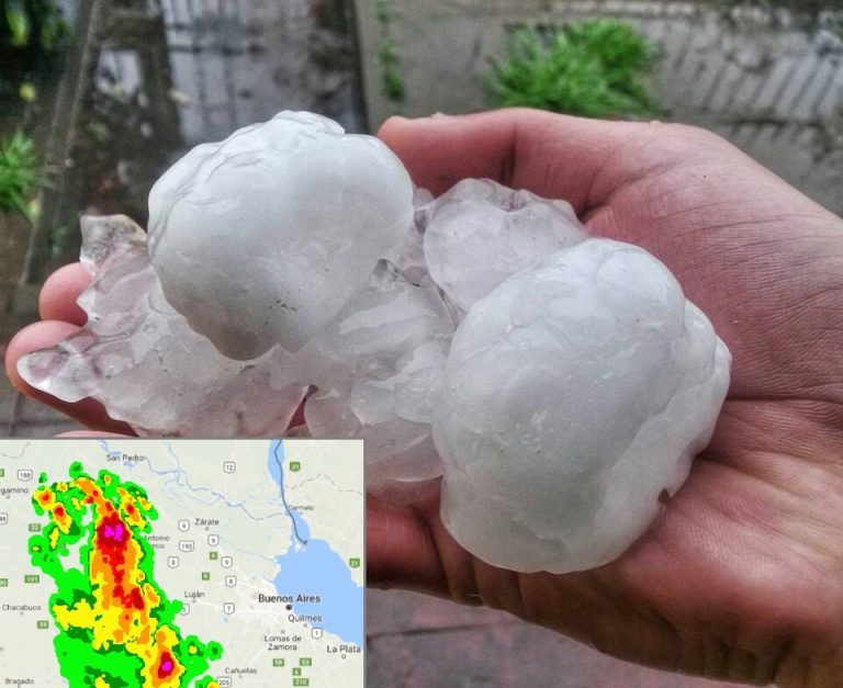 Impresionantes imágenes de la fuerte caída de granizo  en Pergamino