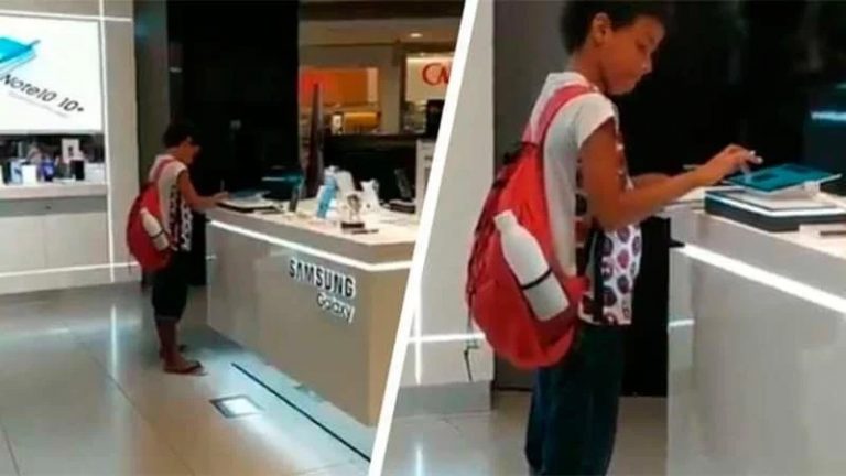 Video: un nene utilizó la tablet de muestra en shopping para hacer la tarea y se volvió viral
