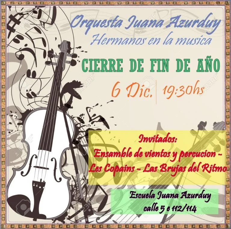 El Colegio Juana Azurduy invita al cierre de las actividades de la Orquesta Infanto-Juvenil