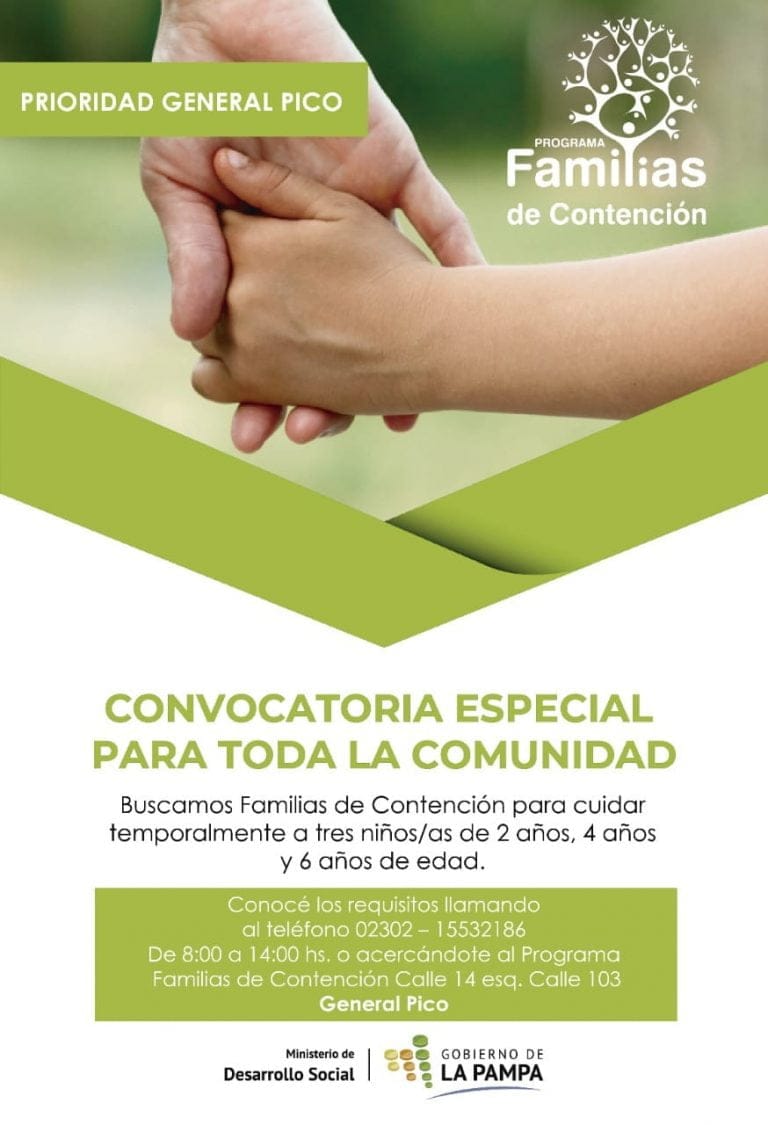 Buscan con “prioridad en General Pico” familias de contención para tres niños de 2, 4 y 6 años