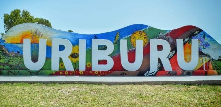 Uriburu presentó un hermoso mural que muestra lo más significativo de la localidad