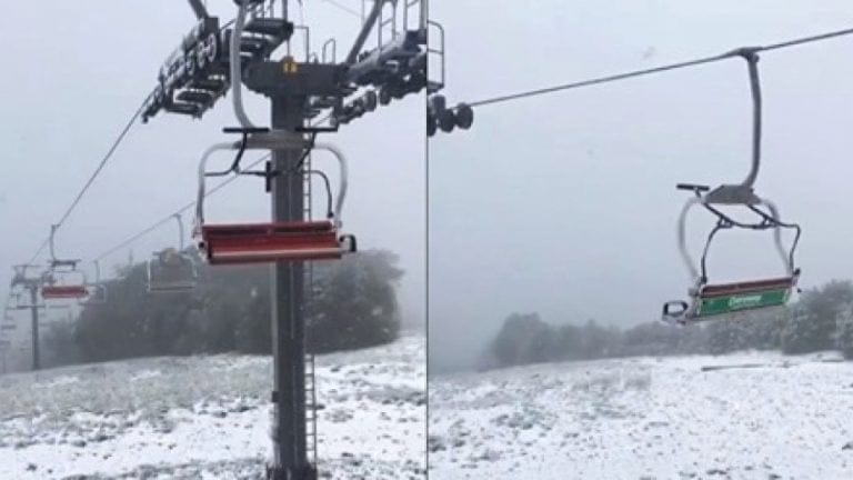 El verano se tomo vacaciones, nevó en el Cerro Chapelco