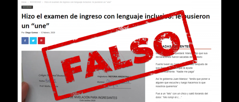 Resultó FALSA la noticia que informa sobre un examen del Colegio Nacional de Buenos Aires aplazado con un “une”