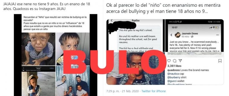 Es falso el rumor de que el niño con enanismo “es mayor de 18 años”