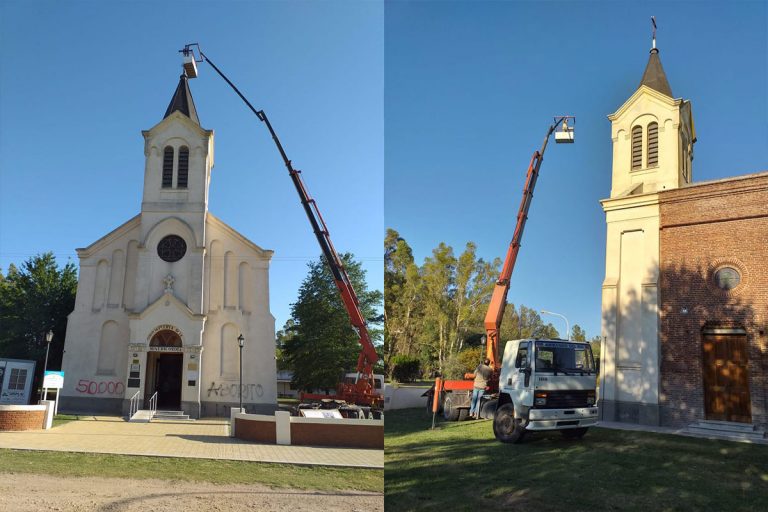 Comenzaron a restaurar  la torre y el frente del Santuario San José
