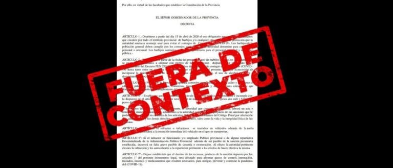 Es falso que la provincia de La Pampa estableció el uso obligatorio de barbijo desde el próximo 13 de abril
