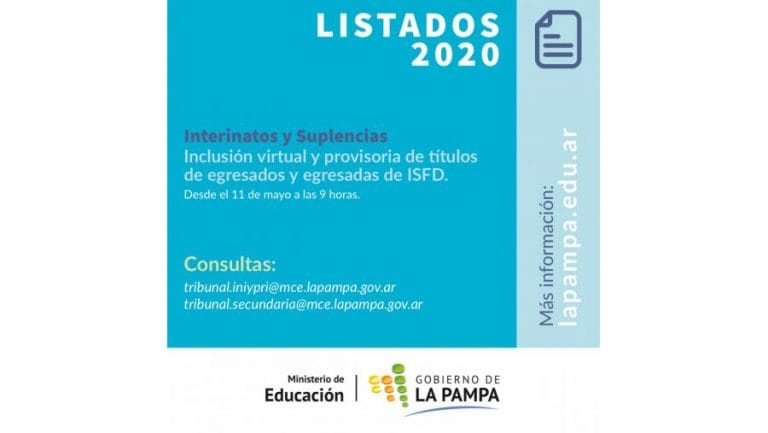 Listados 2020: Educación habilitó la inclusión virtual y provisoria de títulos de los ISFD