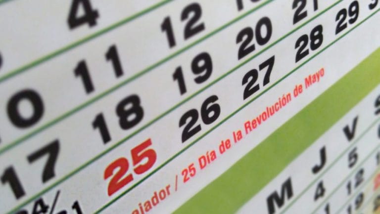 Lunes 25 de Mayo es Feriado Nacional e inamovible