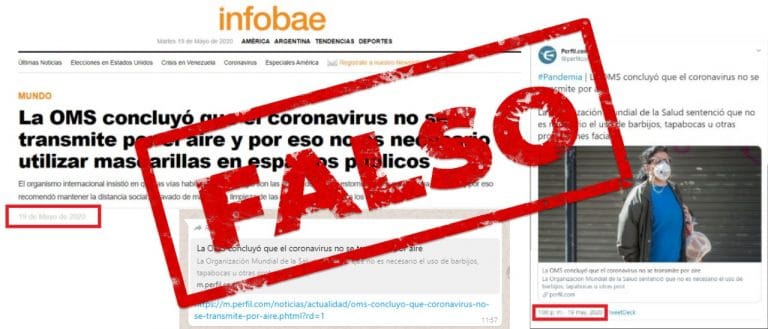 No, la OMS no informó novedades sobre la transmisión del coronavirus en el aire y el uso de tapabocas y barbijos