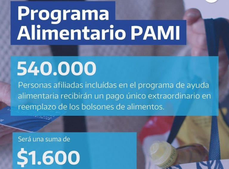 El 15 de mayo comienza el pago del Programa Alimentar PAMI, que reemplaza el bolsón de alimentos