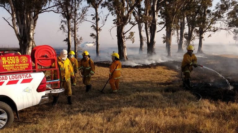 Importante incendio de pastizales en Ruta 4 camino a Trenel
