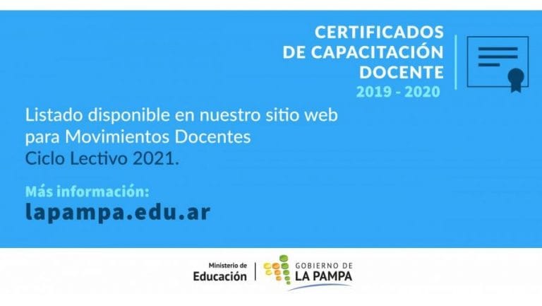 Listado de Certificados de Capacitación Docente 2019 y 2020