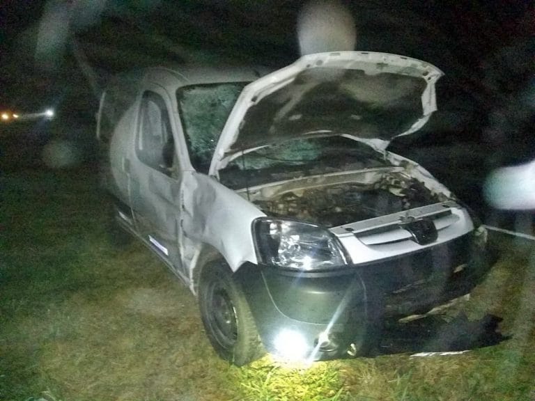Comisionista accidentado: chocó contra dos caballos sueltos en la ruta