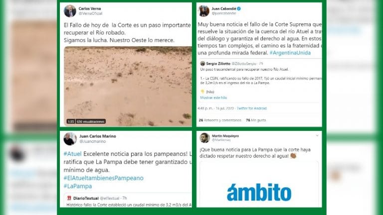 El ex gobernador Carlos Verna, diputados, senadores y un Ministro festejaron el fallo de la Corte a través de Twitter: “Es un paso importante para recuperar el Río robado”