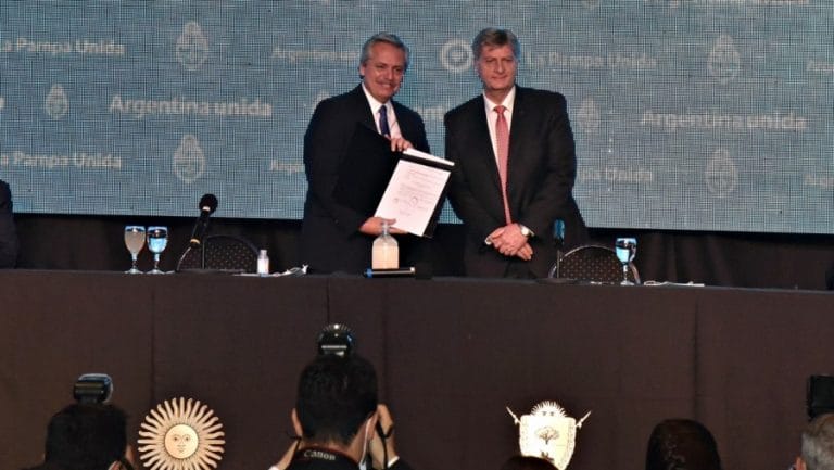 El presidente, Alberto Fernández, anuncia obras para la provincia de La Pampa