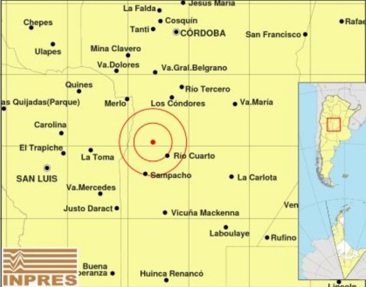 Un fuerte temblor de 3.0 en la escala de Richter se sintió intensamente en Río Cuarto