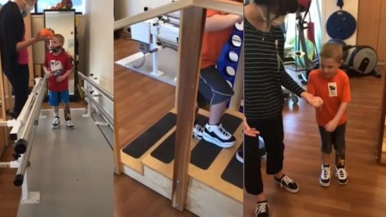 Superación: niño vuelve a caminar después de que un accidente lo dejara con parte de una pierna amputada