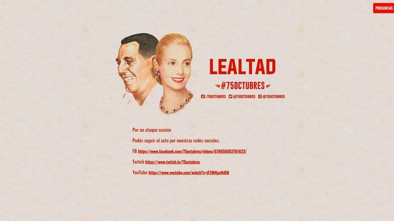 Se cayó la página del acto oficial por el Día de la Lealtad: los organizadores denuncian un hackeo