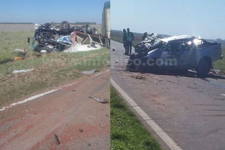 Impresionante choque frontal entre un camión y una camioneta en la Ruta 188 cerca de Van Praet