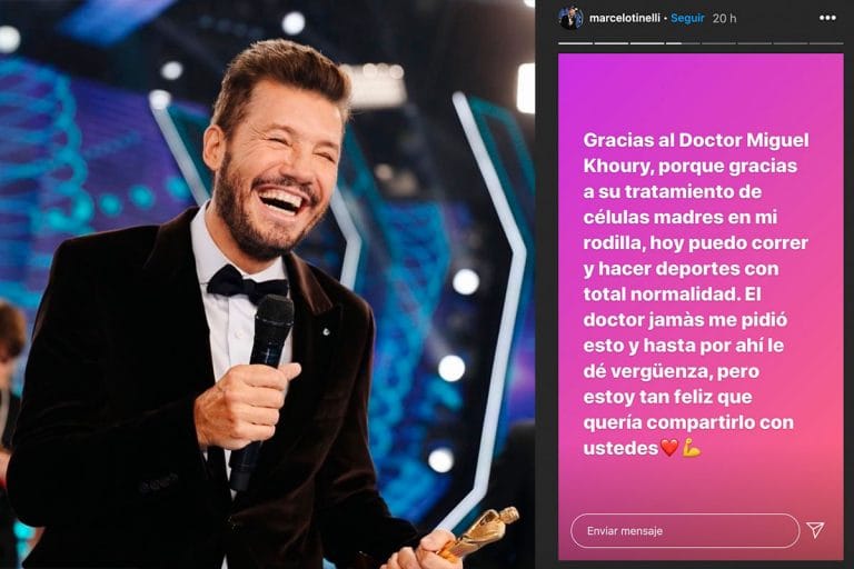 «Gracias al doctor hoy puedo correr y hacer deportes con total normalidad», el emotivo mensaje de Marcelo Tinelli a un médico pampeano