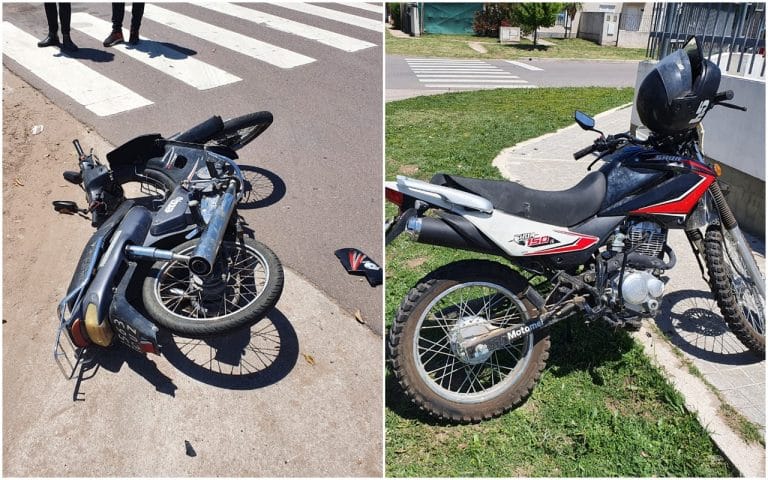 Choque entre dos motos: Trasladan los dos conductores al hospital