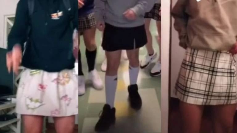Estudiantes españoles usan pollera para solidarizarse con un compañero