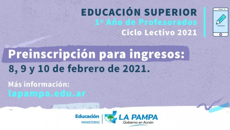 Educación Superior: preinscripción para ingresos a 1° año de Profesorados