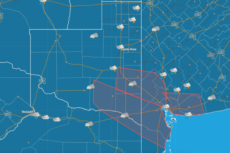ALERTA A CORTO PLAZO: tormentas fuertes y ocasional caída de granizo para el sureste de La Pampa