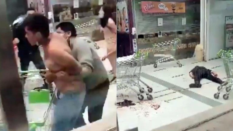 Video del sangriento ataque en un supermercado en Chile: un joven apuñaló a dos guardias de seguridad