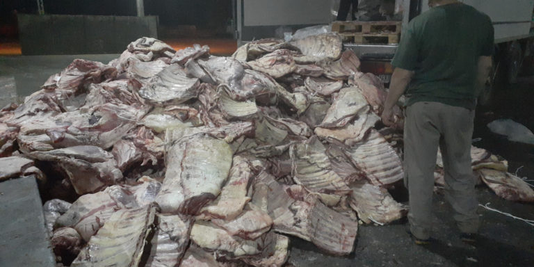 Decomisaron 8300 kilos de carne con hueso y vencida que iba de La Pampa al sur argentino