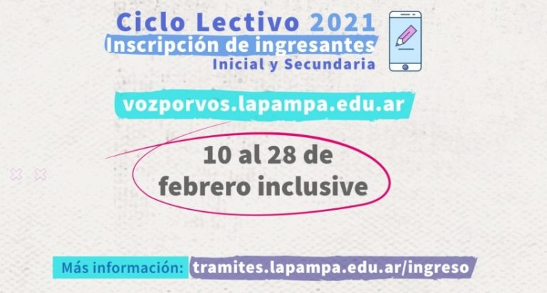 Nivel Inicial y Secundaria 2021 en La Pampa: Reabren las inscripciones para quienes aún no realizaron el trámite