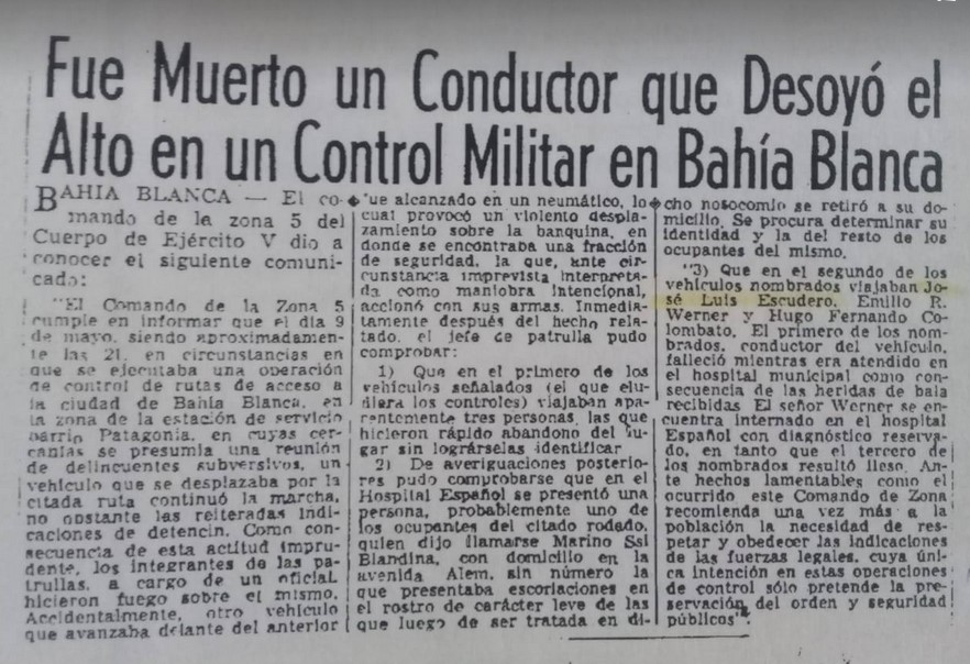 El pampeano acribillado en la dictadura junto al dueño del Molino Werner