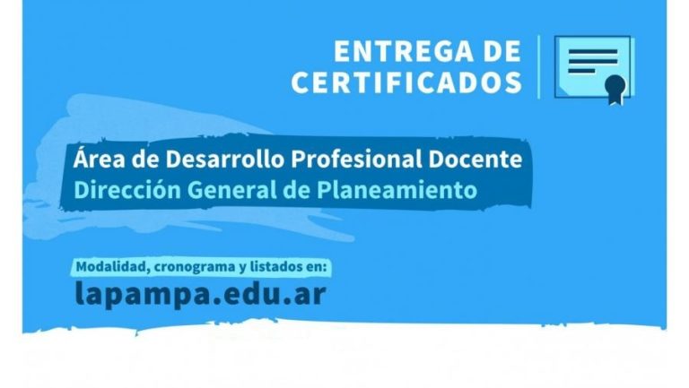 La Pampa: Entregarán certificados de cursos de desarrollo profesional docente