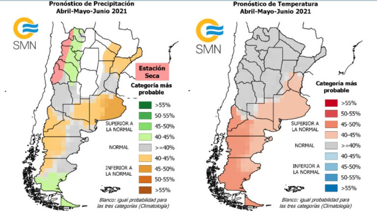 Pronóstico climático para el trimestre: La Pampa con la mayor probabilidad de tener condiciones de lluvias entre normales o más secas de lo normal