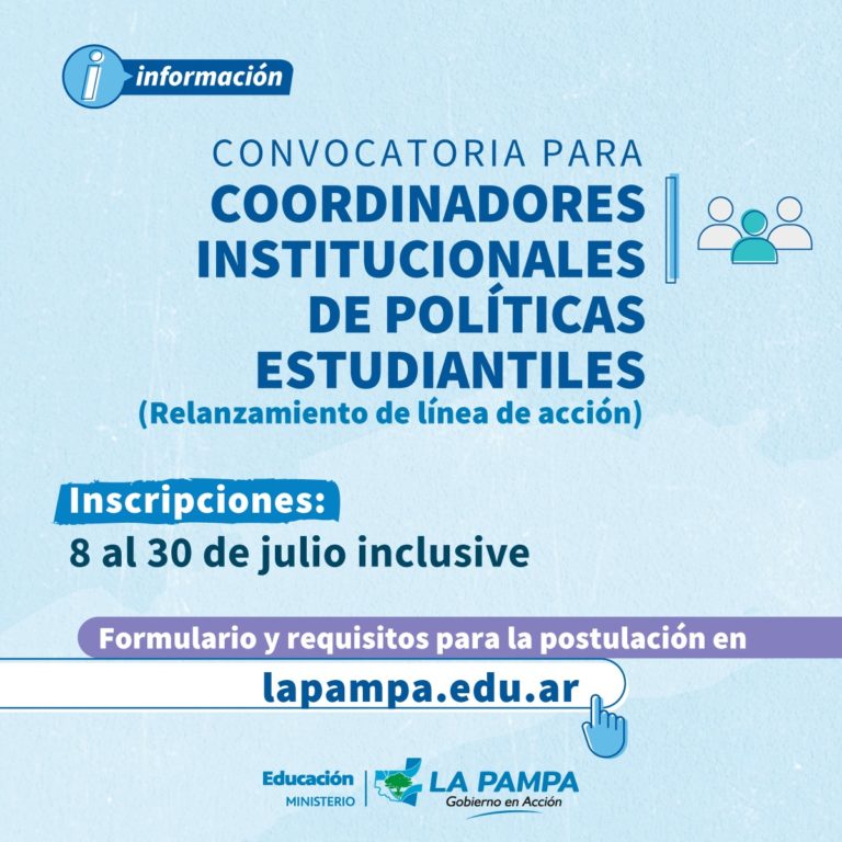 Inscriben para cubrir cargos de Coordinadores Institucionales de Políticas Estudiantiles