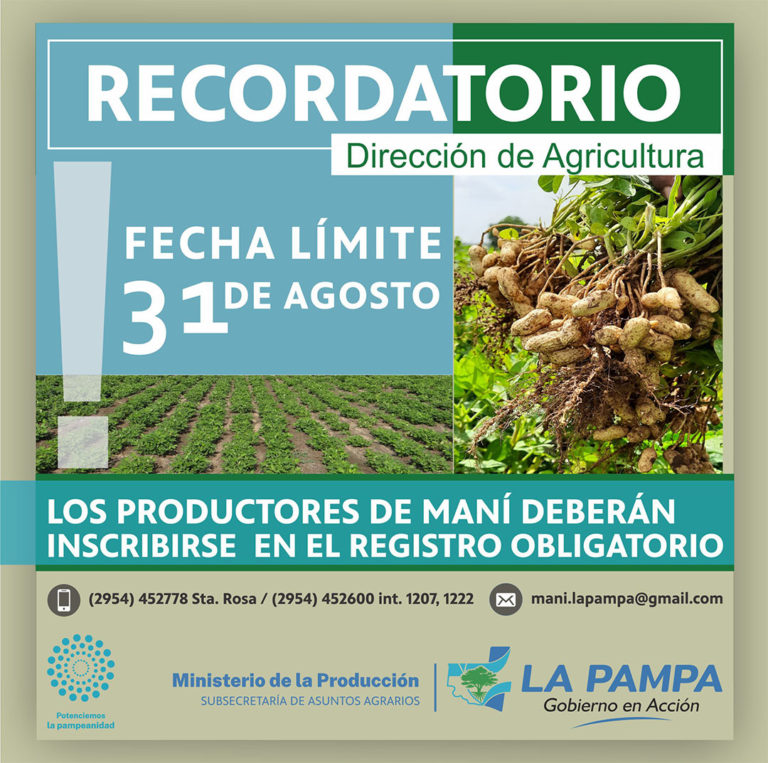 Vence el plazo para la inscripción al registro obligatorio del cultivo de maní