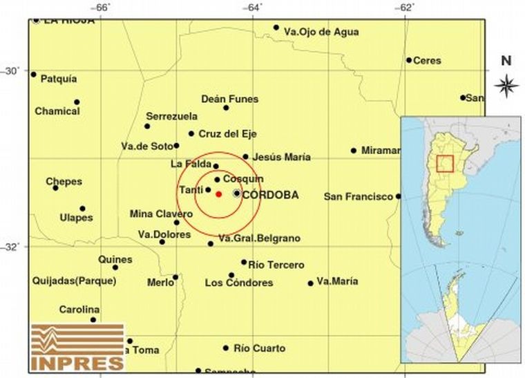 Un sismo sacudió al Gran Córdoba
