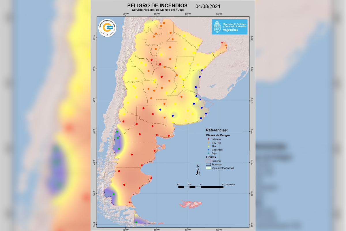 La Pampa: el índices de peligro de incendio forestal marca para hoy y los próximos días como riesgo “extremo”