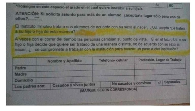 Polémica en Salta: un colegio no admite cambios de identidad de género