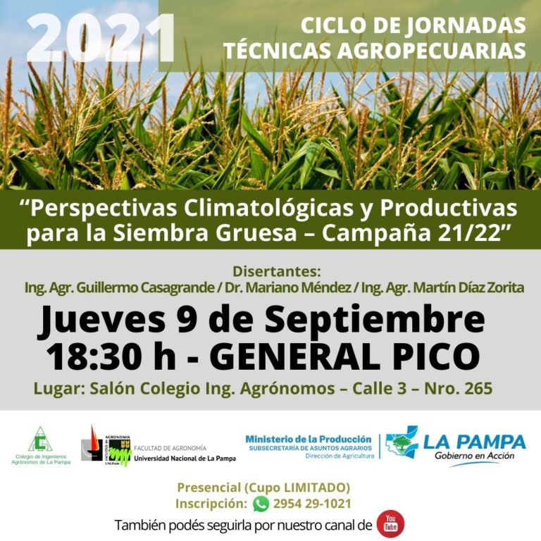 Invitan a charla sobre “Perspectivas Climatológicas y Productivas para la Siembra Gruesa”