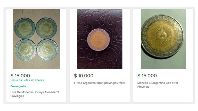 Por un insólito error de ortografía, hay monedas de 1 peso que se venden hasta $15.000 por unidad