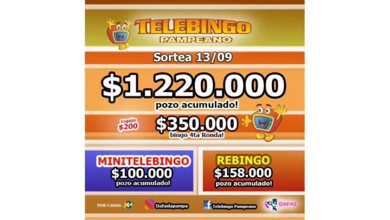 Con motivo de las elecciones, el Telebingo Pampeano se sorteará el lunes 13 de septiembre