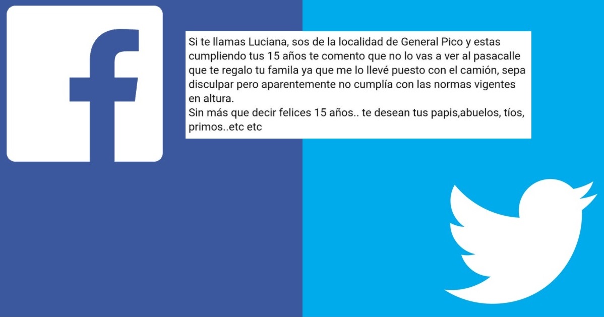 General Pico apareció en un posteo viral que ya es tendencia en redes sociales: “Si te llamas Luciana y estás cumpliendo tus 15 años te comento que no vas a ver el pasacalle…”