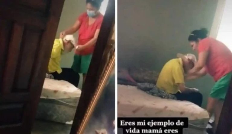 Cuida a su ex suegro de 98 años a pesar de estar separada de su pareja y el video se viraliza