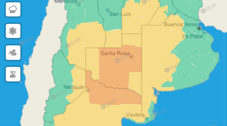 Rige un “alerta naranja” por tormentas fuertes para la mayor parte de La Pampa