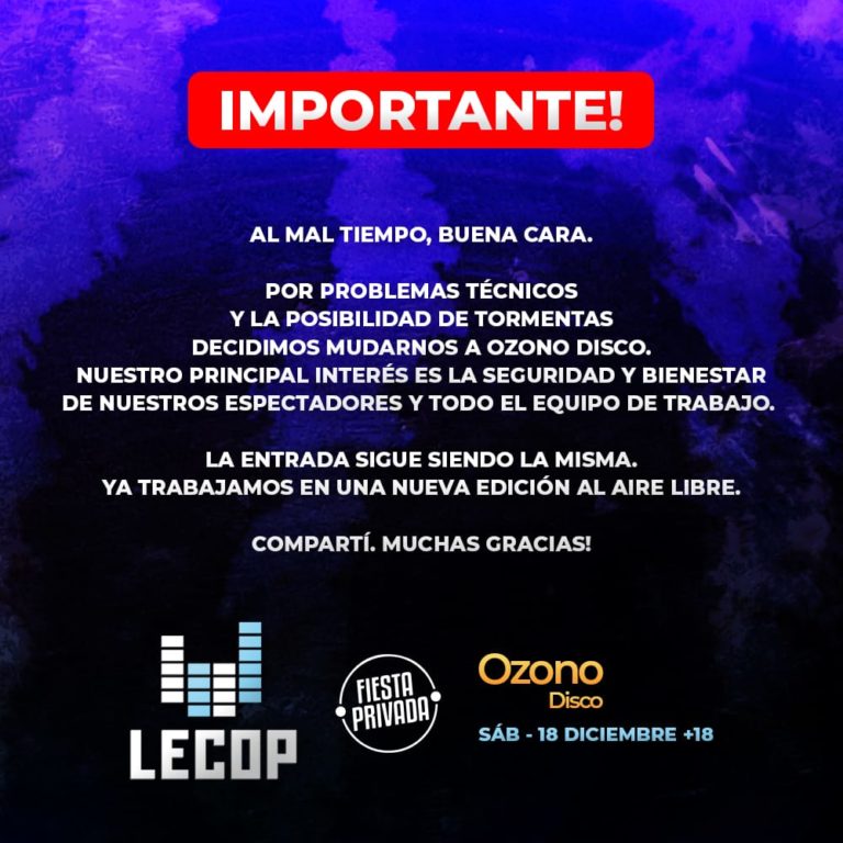 ¡Al mal tiempo, buena cara!: La Lecop se traslada a Ozono Disco