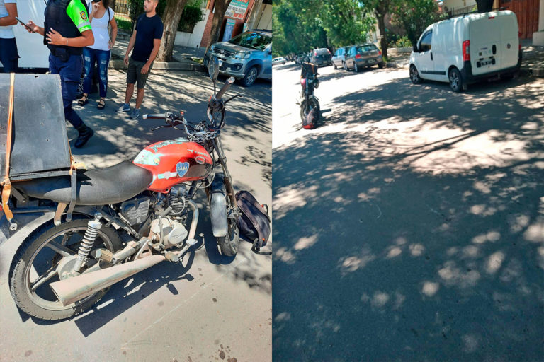 Un hombre con lesiones al chocar una moto con una pick-up que estaba estacionado